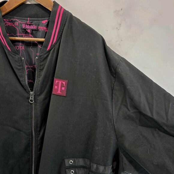 T Mobile Jacket Size 4X Black Pink Bomber Full Zip Varsity Employee Merch - Picture 9 of 10